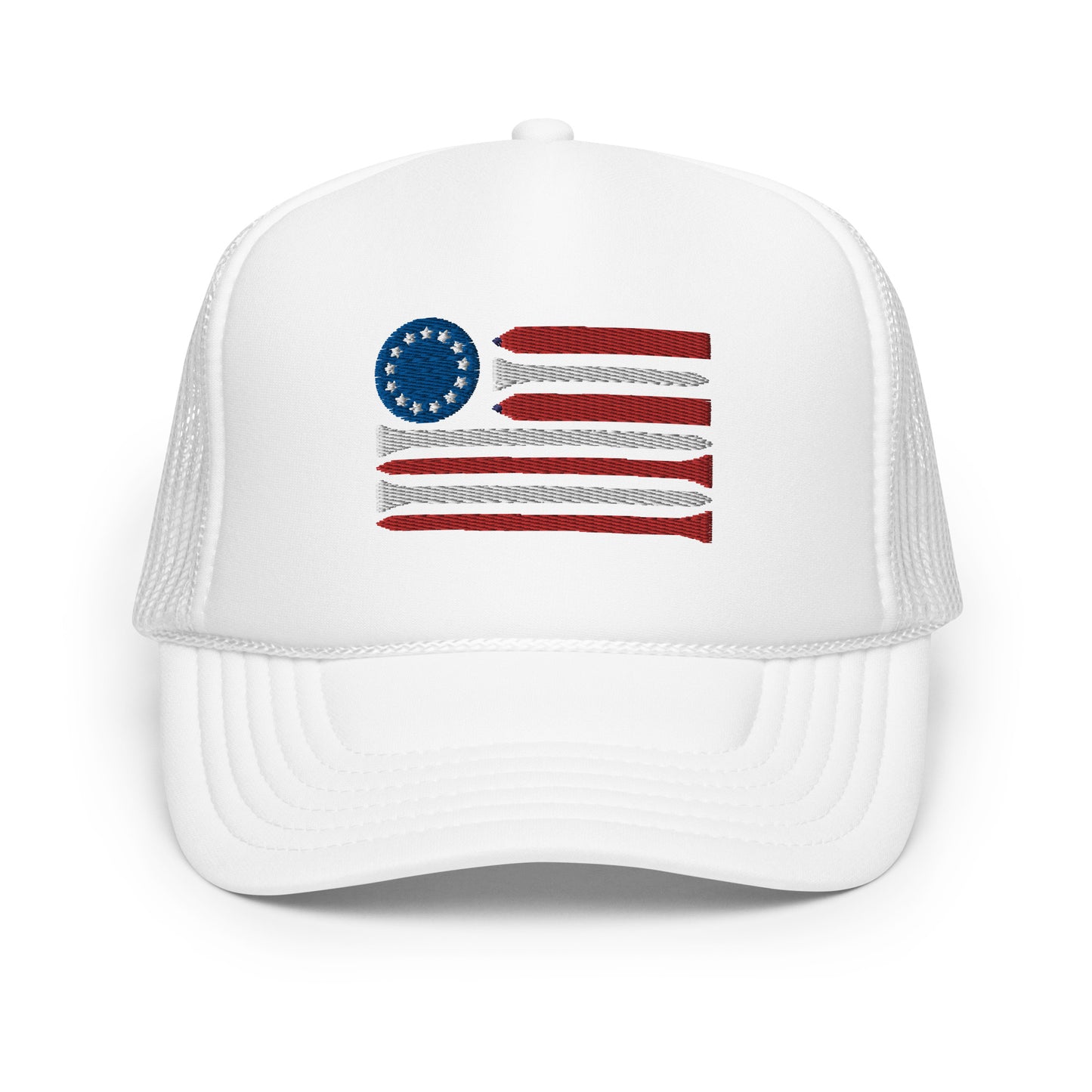 Red White and Ball Marker Foam Trucker