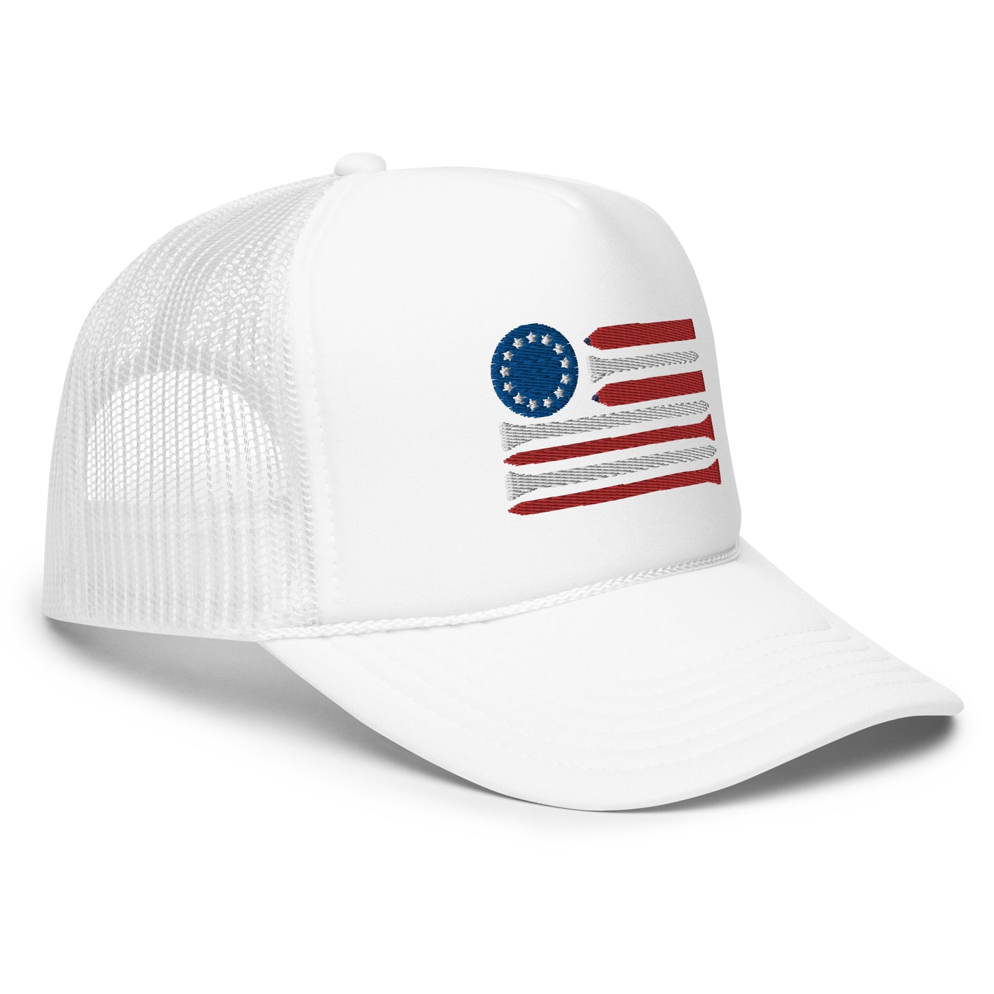 Red White and Ball Marker Foam Trucker