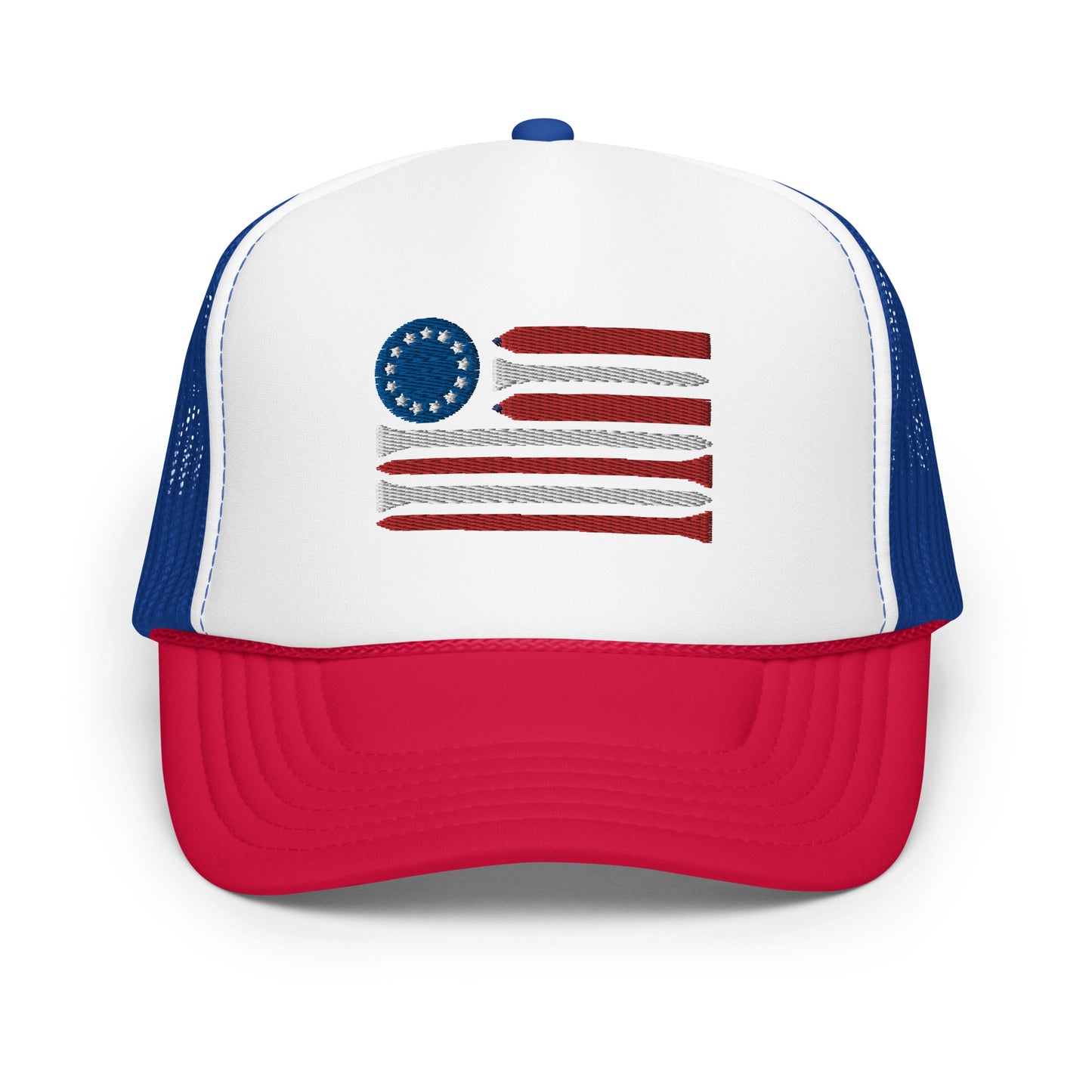 Red White and Ball Marker Foam Trucker