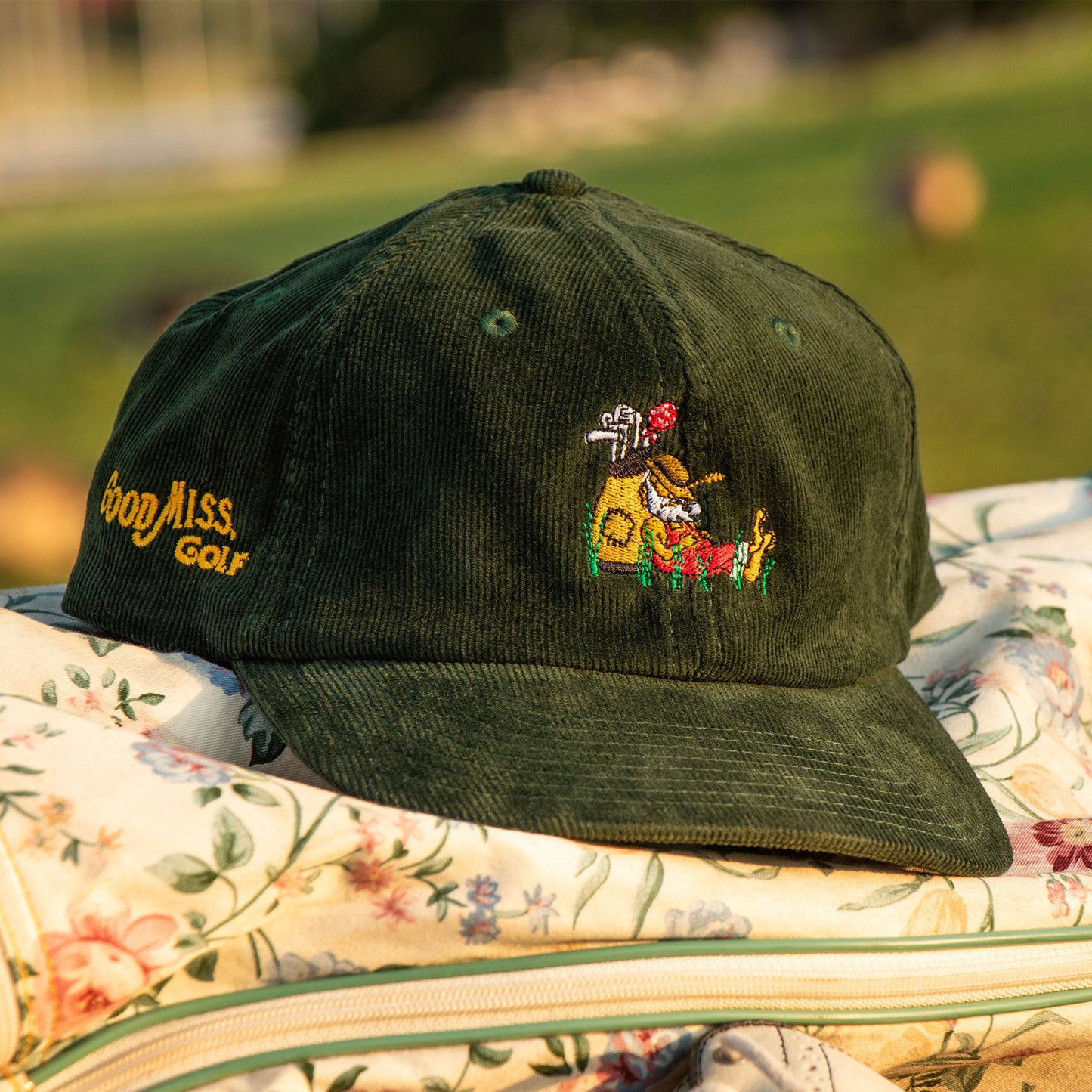 Golf Bum Green Corduroy Cap