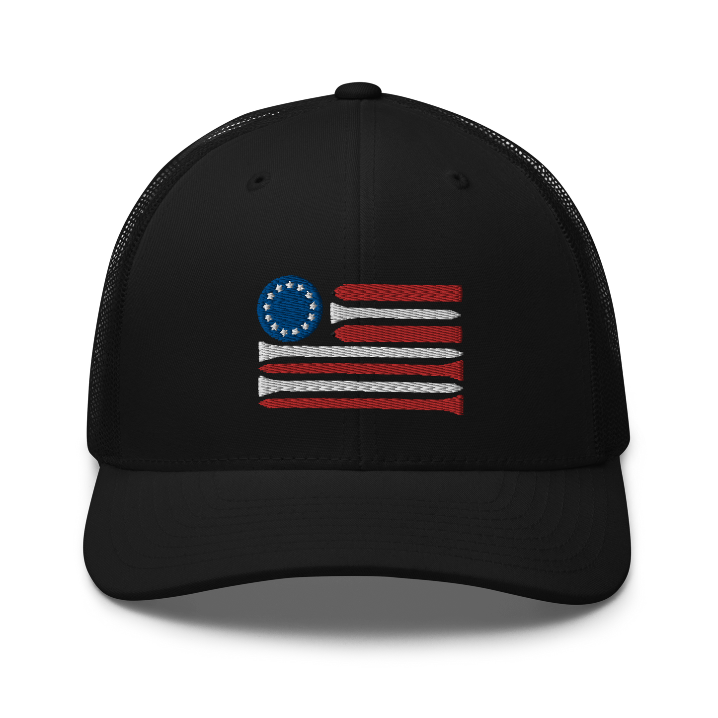 Red White & Ball Marker Trucker Cap