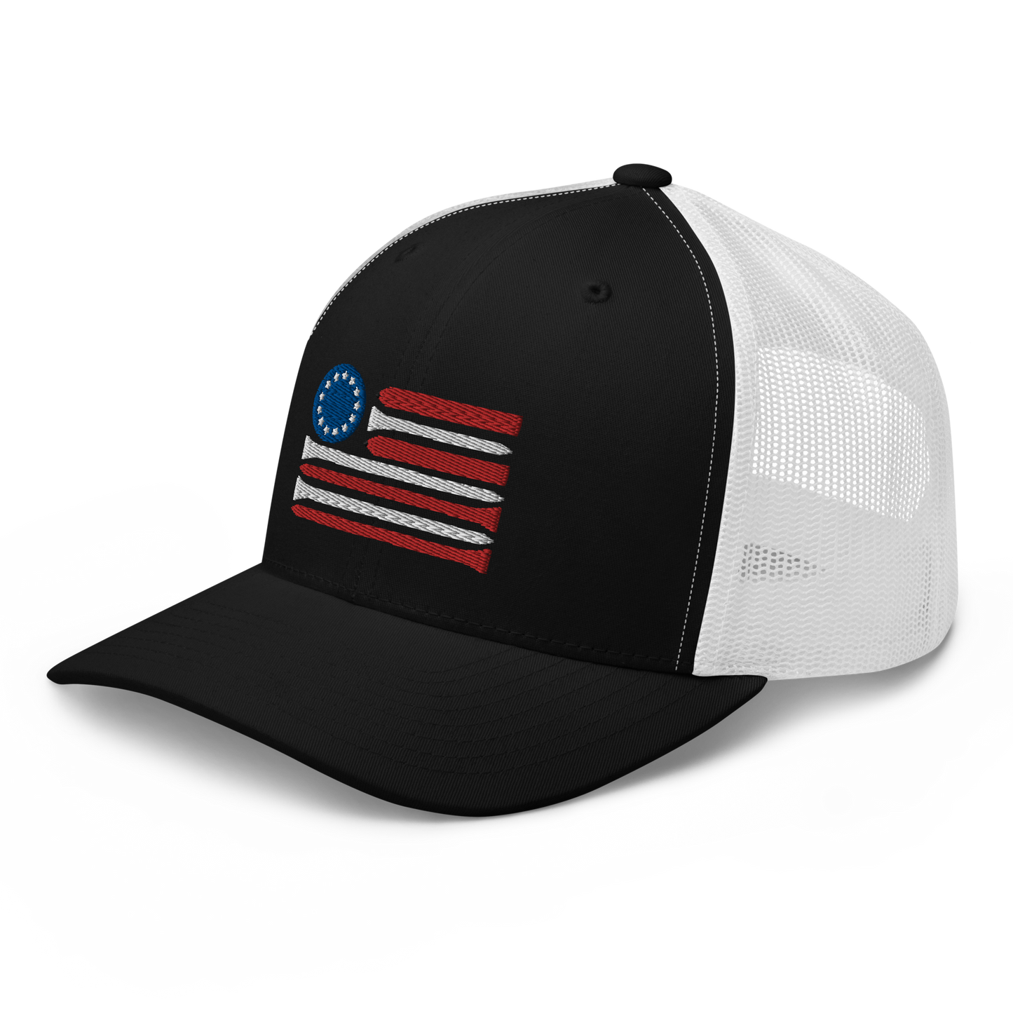 Red White & Ball Marker Trucker Cap