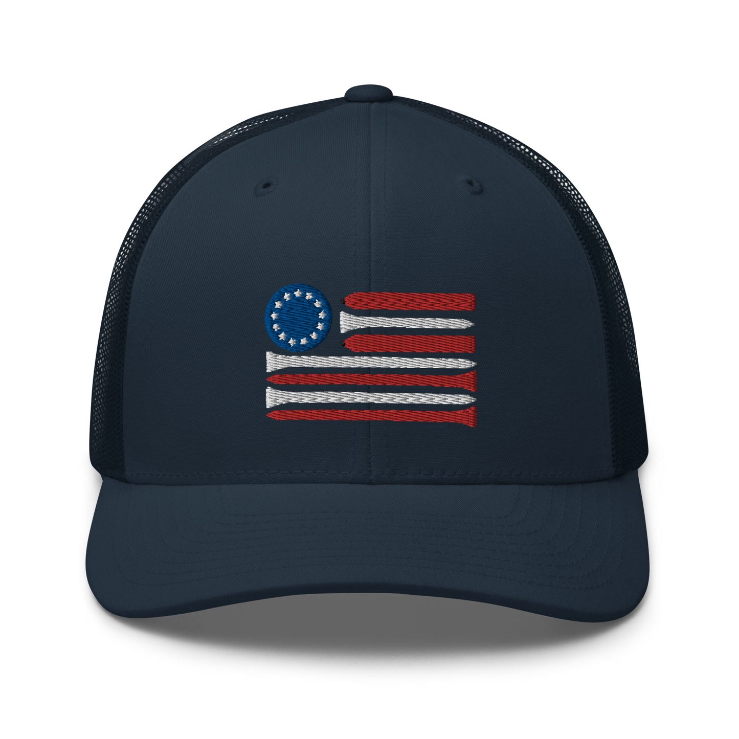 Red White & Ball Marker Trucker Cap