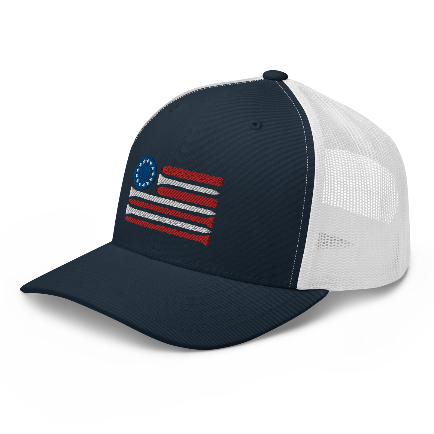 Red White & Ball Marker Trucker Cap