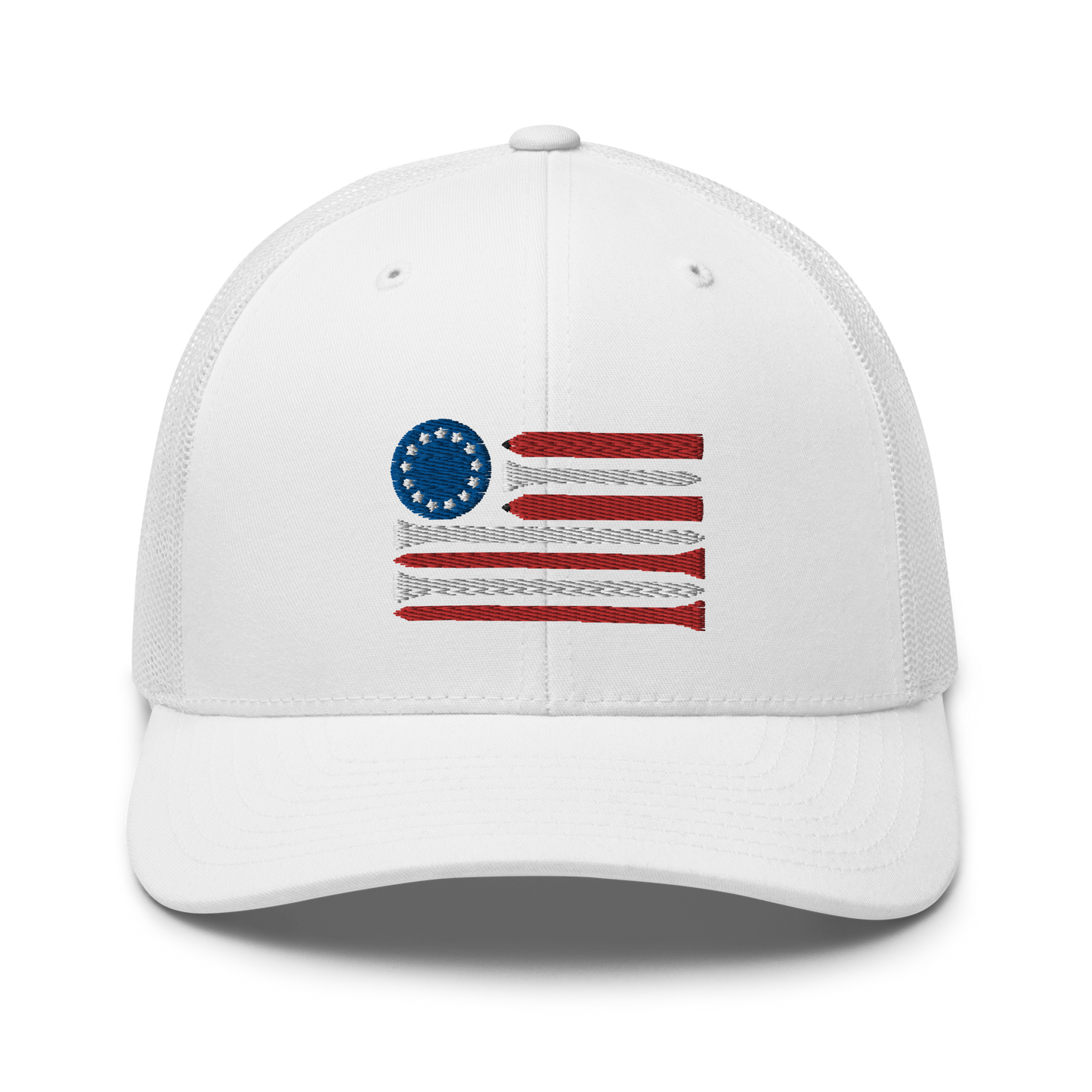 Red White & Ball Marker Trucker Cap